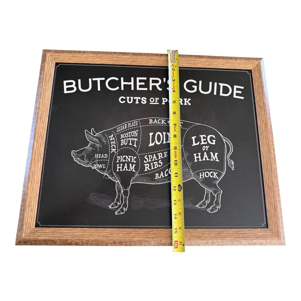 Butcher's Guide Cuts of Pork Framed Wall Art Farmhouse Kitchen Decor 21x16 - Picture 3 of 4
